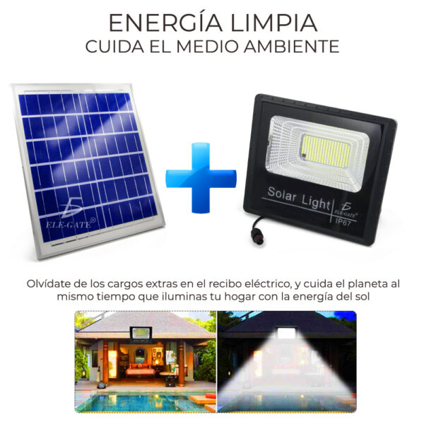 Reflector Led W C Panel Solar Control Luz Blanca Exterior Ele Gate