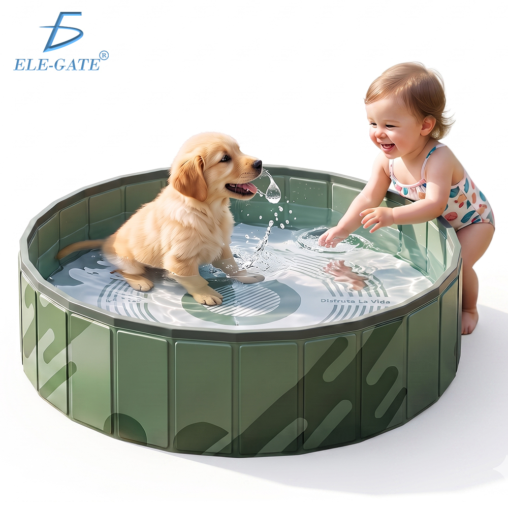 Bañera Plegable Multiusos 80 cm Verde Bosque para Bebés, Niños y Mascotas