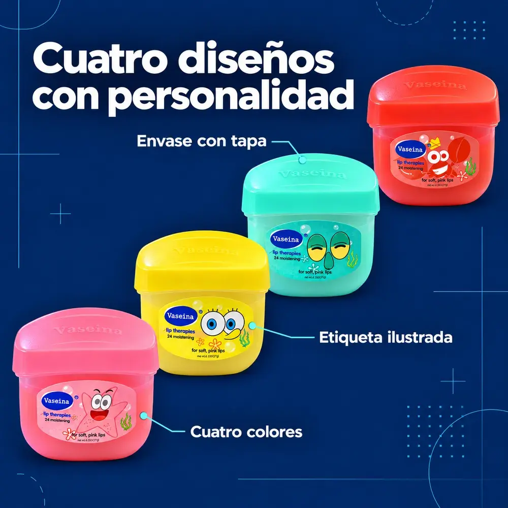 Bálsamo Labial Tipo Vaselina En Tarro Con Diseño Olor Frutal - Imagen 4