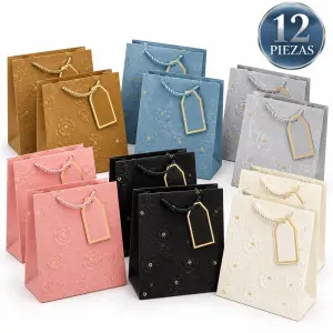 Bolsas De Regalo Con Relieve Floral, Paquete De 12 Piezas