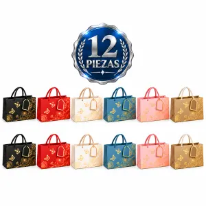 Bolsas de regalo con flores y mariposas, paquete de 12