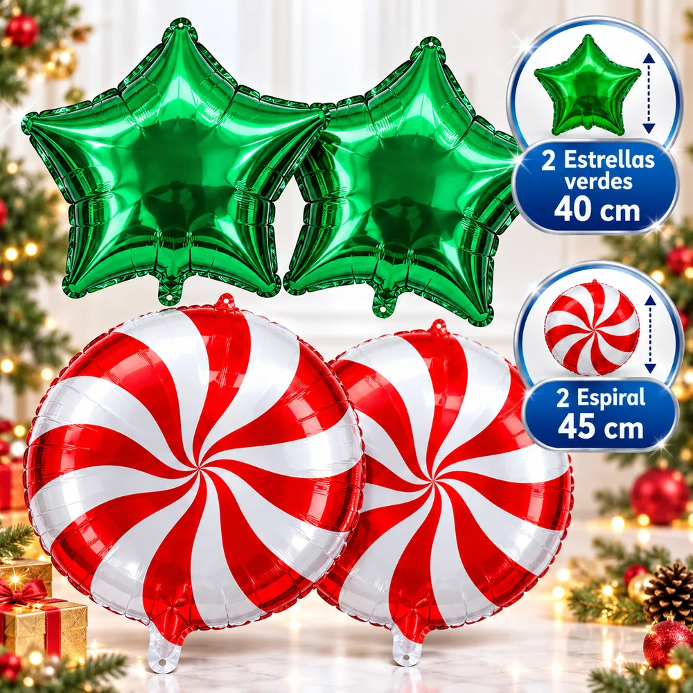 Kit De 5 Globos Metálicos Navideños Con Unicornio - Imagen 3