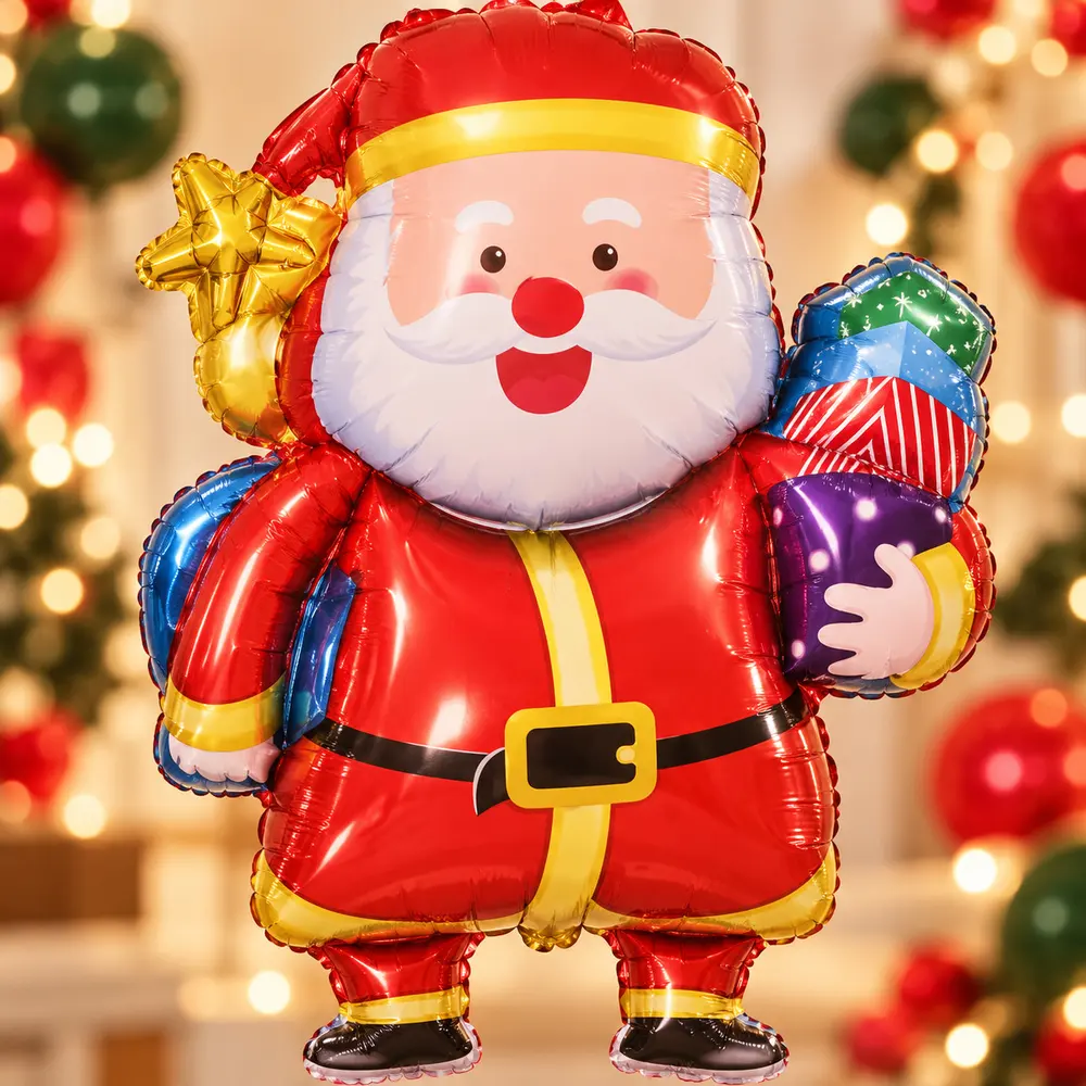 Kit de 68 globos navideños con Santa y letras doradas - Imagen 2