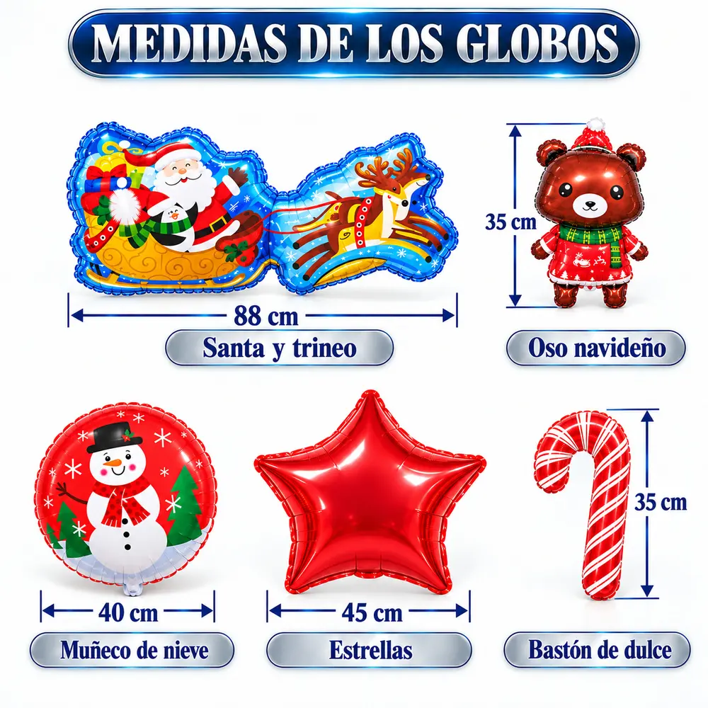 Kit de 58 globos navideños y letras Feliz Navidad - Imagen 4