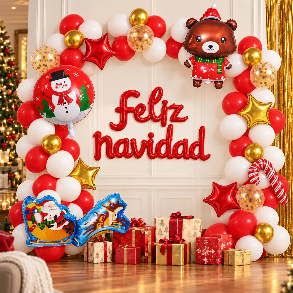 Kit de 58 globos navideños y letras Feliz Navidad - Imagen 3