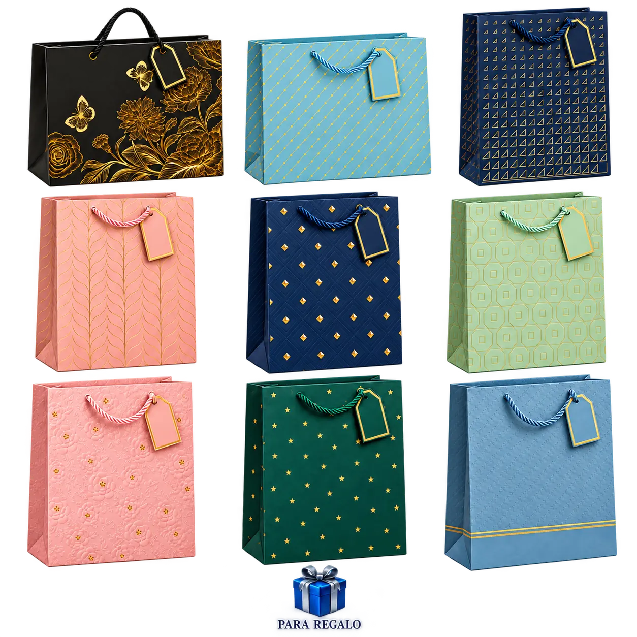 Bolsas De Regalo Con Asas: 12 Piezas Y 9 Modelos A Elegir