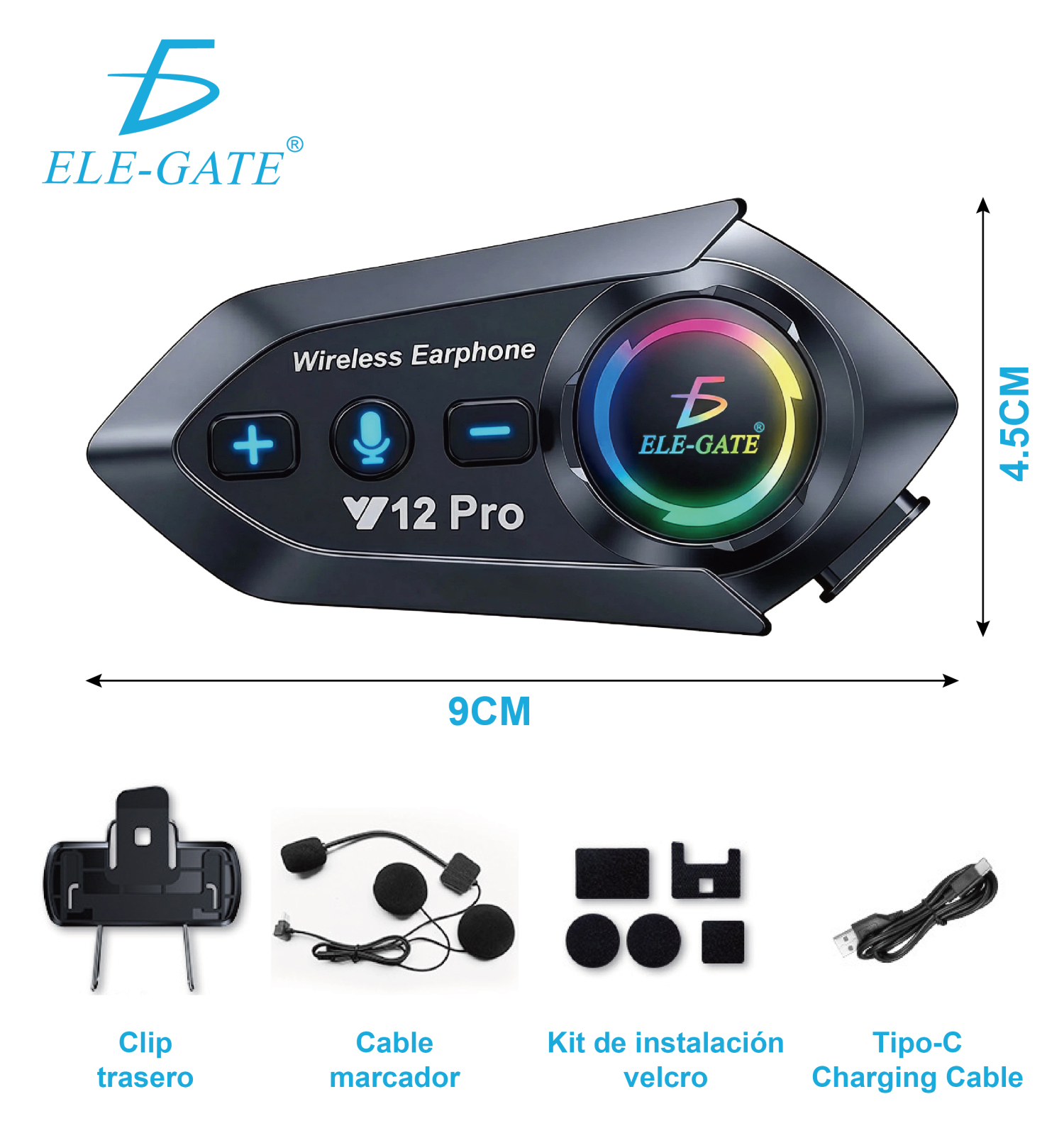 Auricular Bluetooth para Casco de Moto Manos Libres Inalámbrico con Bluetooth 5.1