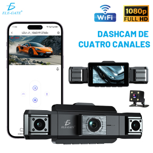 Cámara de Salpicadero 360° HD 1080P Espejo Retrovisor con 4 Cámaras WiFi y Visión Nocturna