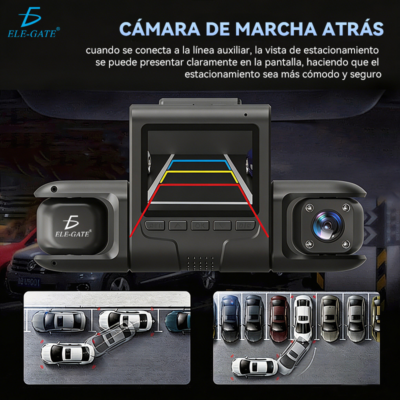 Cámara para Auto 4 Canales 360° 1080P HDR Dash Cam Frontal Trasera Lados e Interior - Image 3
