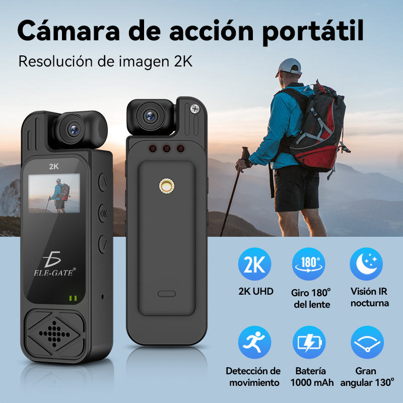 Cámara Corporal 2K con Audio y Video Giratoria 180° Visión Nocturna - Image 2