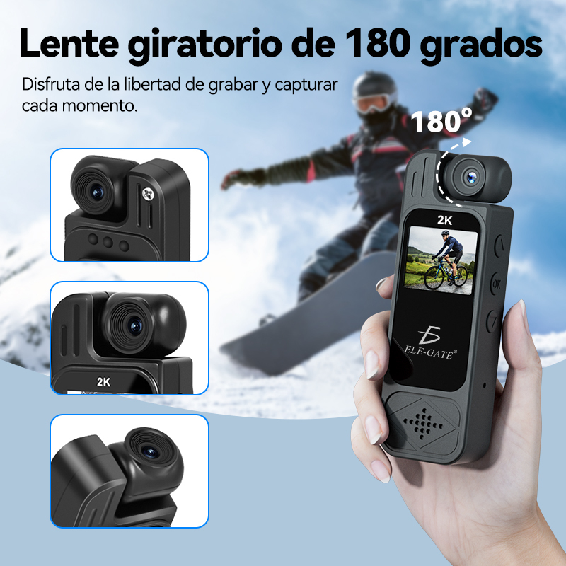 Cámara Corporal 2K con Audio y Video Giratoria 180° Visión Nocturna - Image 4