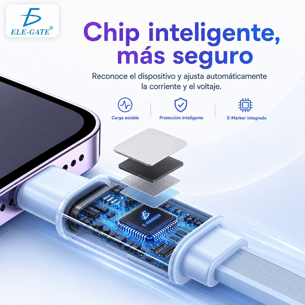 Cable 100W Retráctil 4 en 1 USB-A Type-C y Lightning - Image 4