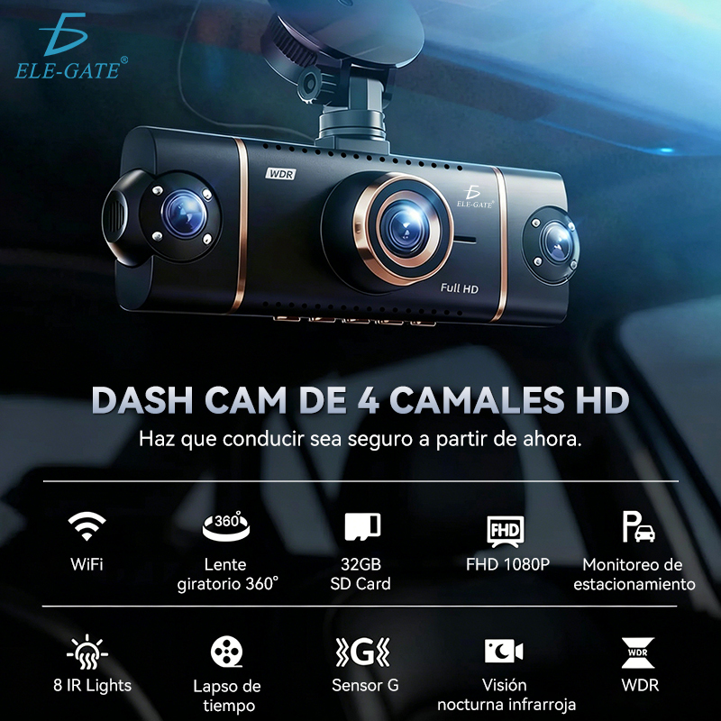 Cámara de Tablero 1080 + 4 Canales – Sistema 360° para Auto - Image 2