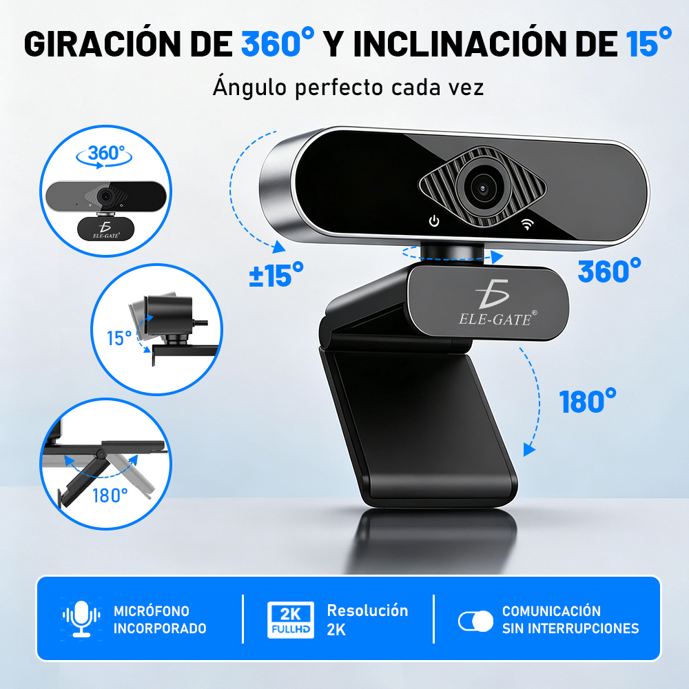 Cámara Web Inteligente 2K con Micrófono HD Tipo C+USB Autoenfoque - Image 3