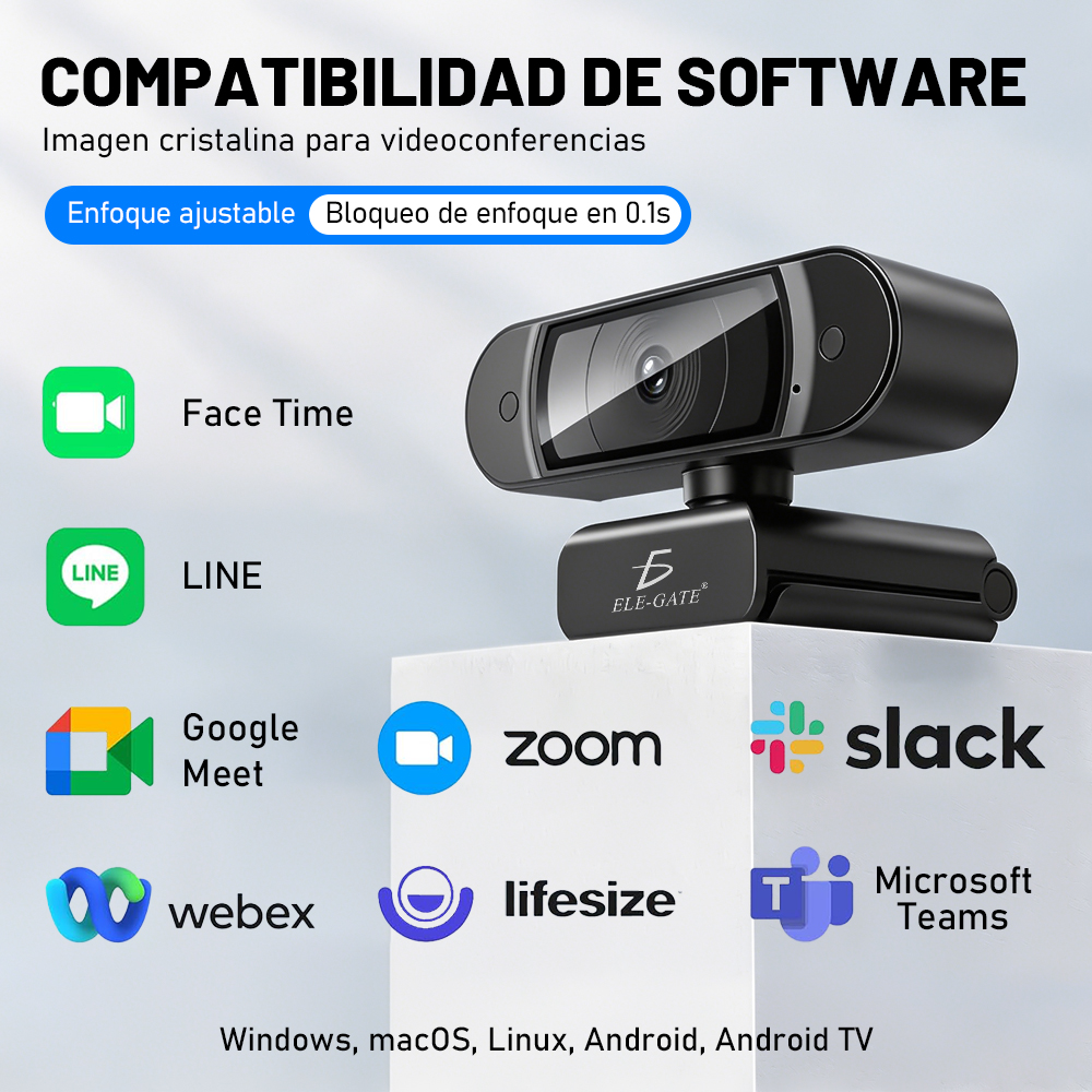Webcam Ultra HD 4K Tipo C+USB con Doble Micrófono - Image 2