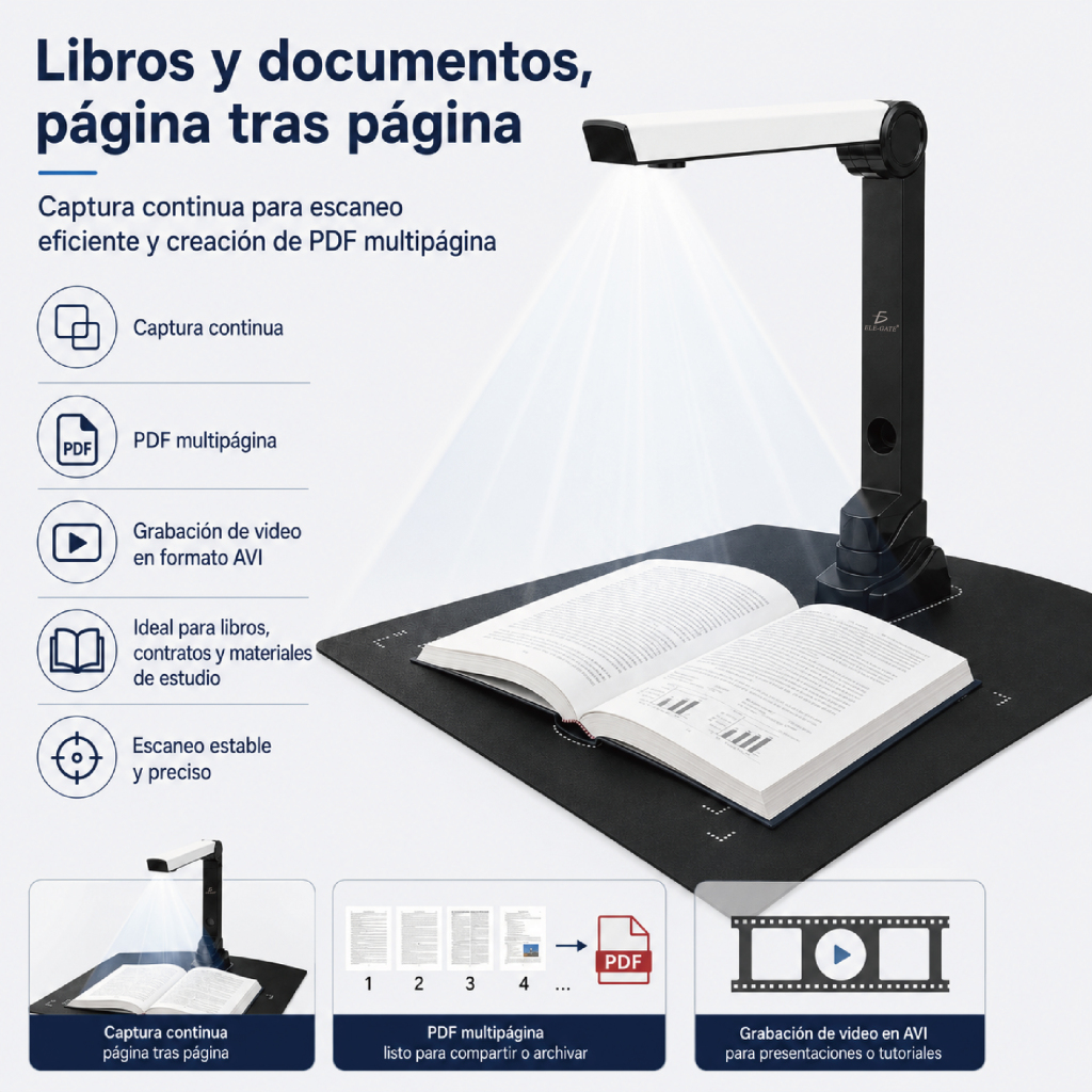 Escáner A4 CON.XLSD500 con base de posicionamiento para documentos