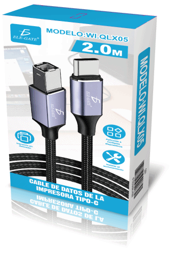 Cable USB-C a USB 2.0 Tipo-B 2M Trenzado para Impresora, Escáner, MIDI e Interfaces de Audio - Image 5