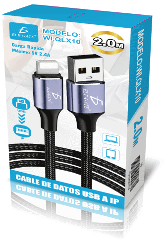 Cable Lightning USB-A 2 Metros Trenzado | Carga 2.4A para iPhone y iPad - Image 5