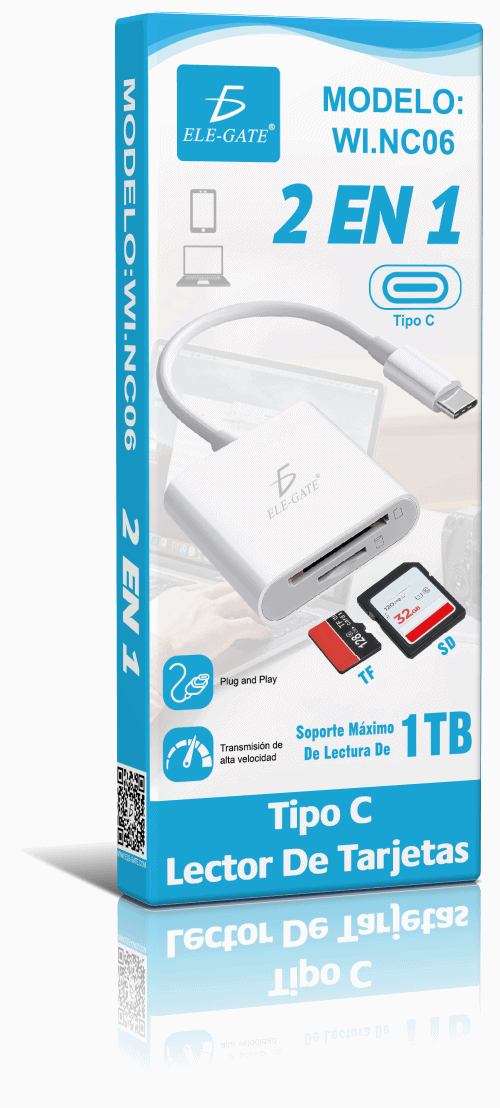 Lector de Tarjetas USB-C 2 en 1 para SD y TF/MicroSD para Celular Tablet y Laptop - Image 6