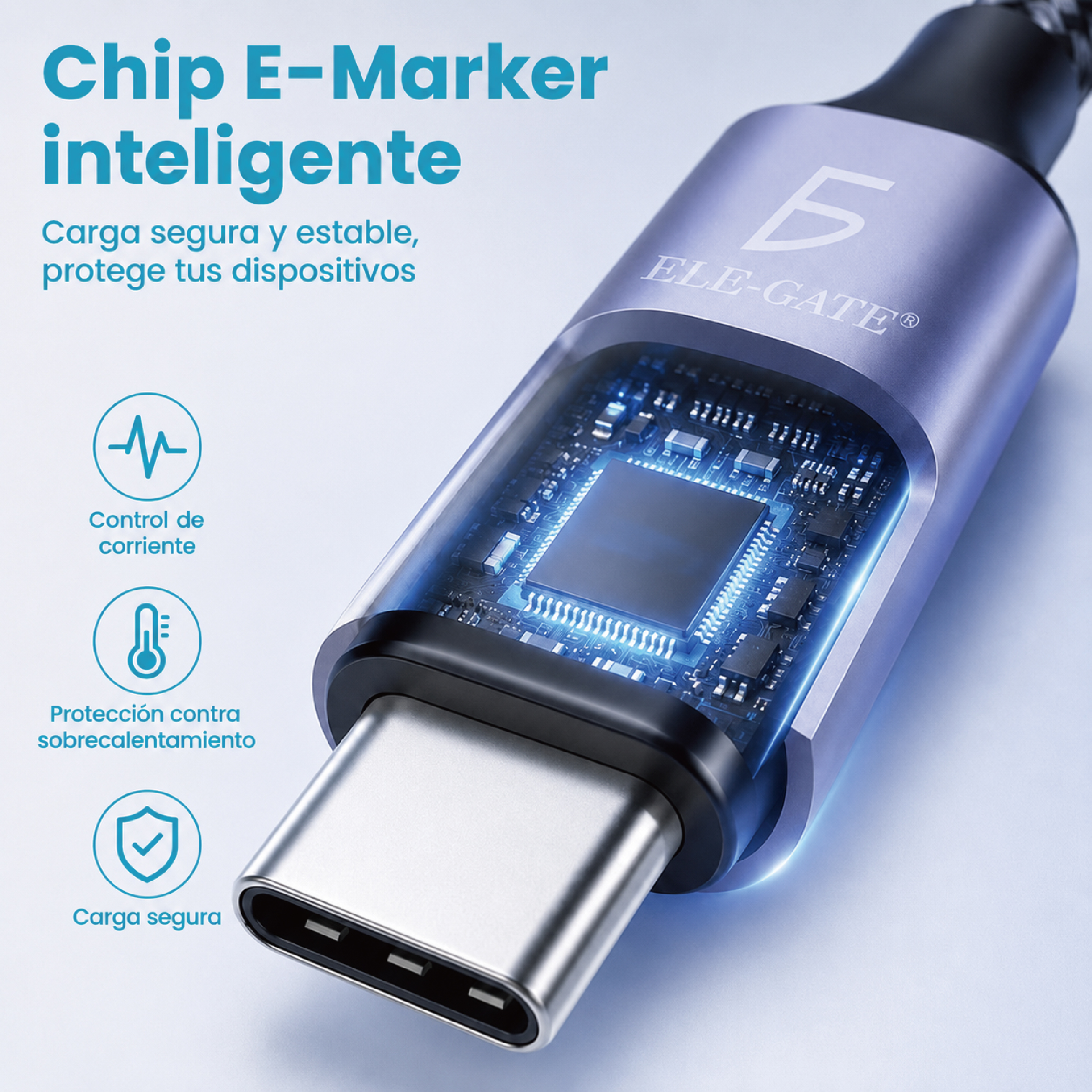 Cable USB-C a USB-C 100W PD | Carga rápida y transferencia hasta 480Mbps - Image 2
