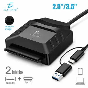 Adaptador USB 3.0 a SATA 22 pines con Fuente de Alimentación 12V – Para HDD/SSD 2.5” y HDD 3.5”