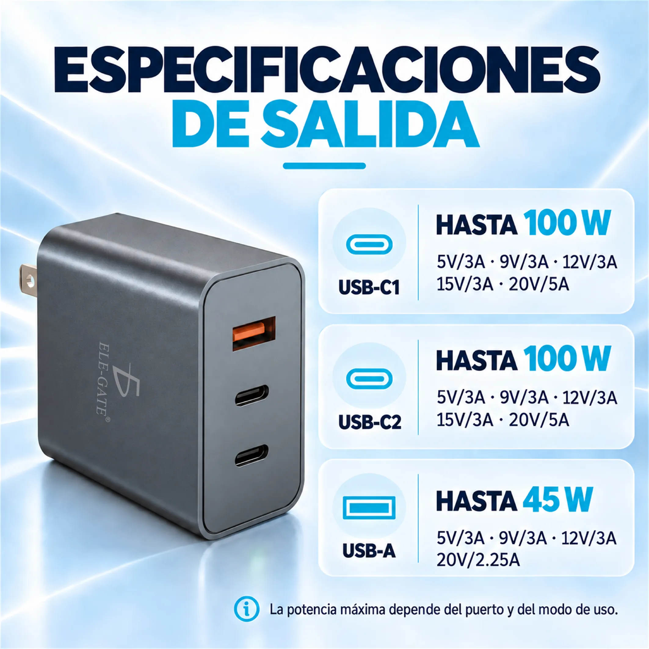 Cargador inteligente 100 W para celulares tablets y laptops - Imagen 3