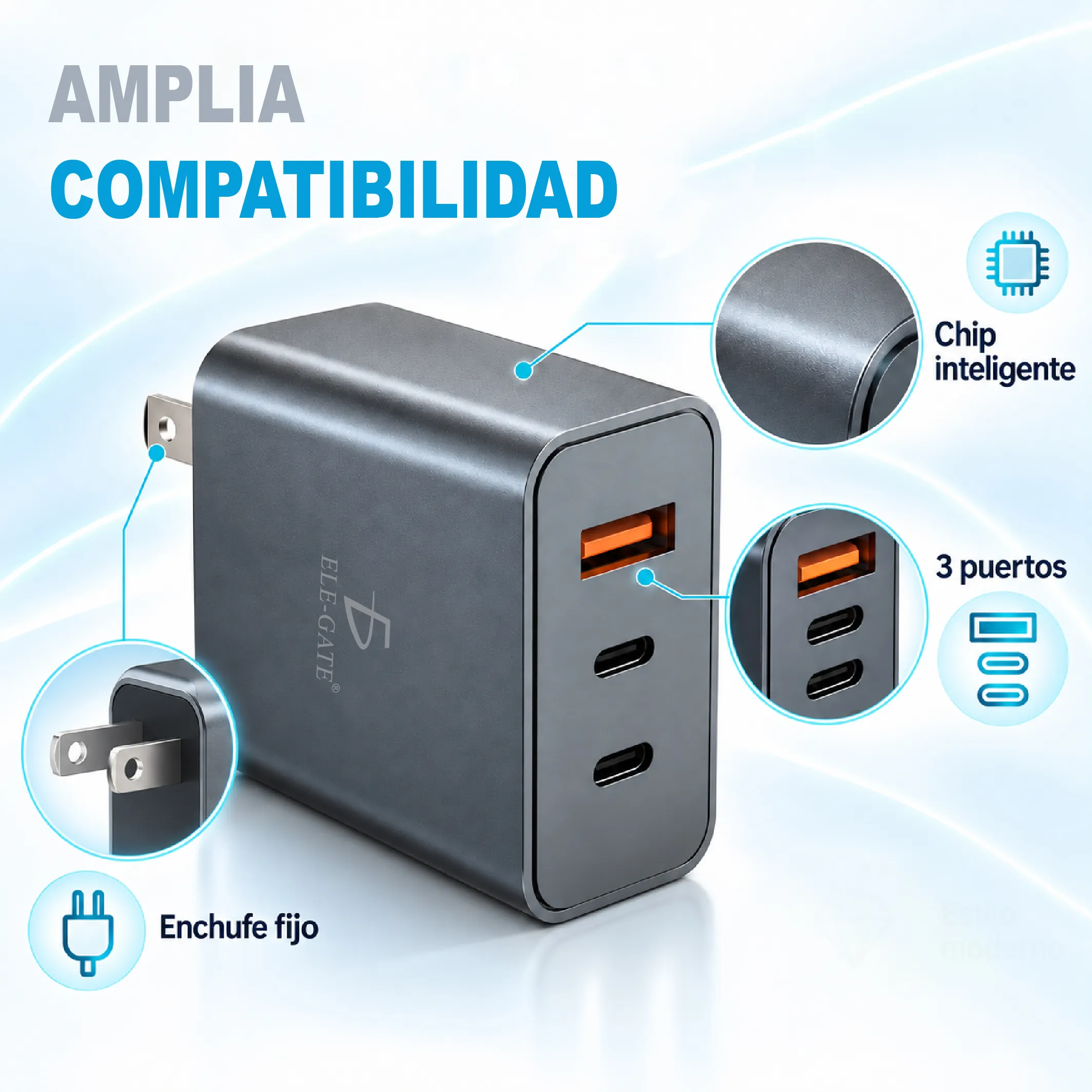 Cargador inteligente 100 W para celulares tablets y laptops - Imagen 4