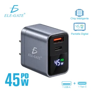 Cargador PD 45 W con pantalla para celular tablet y laptop