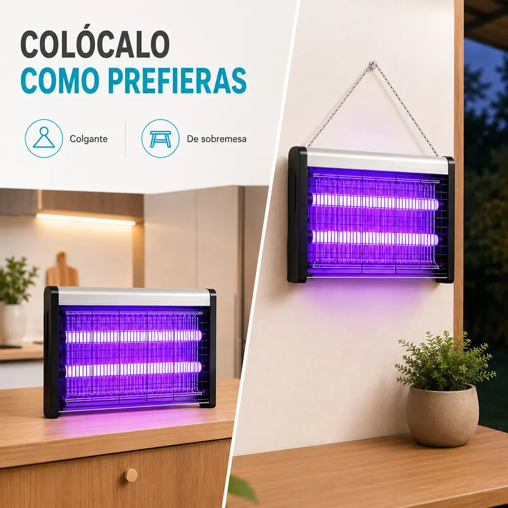 Lámpara matamosquitos eléctrica con doble tubo UV para interiores - Imagen 3