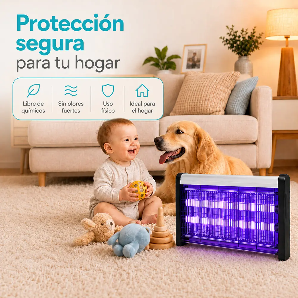 Lámpara matamosquitos eléctrica con doble tubo UV para interiores - Imagen 4