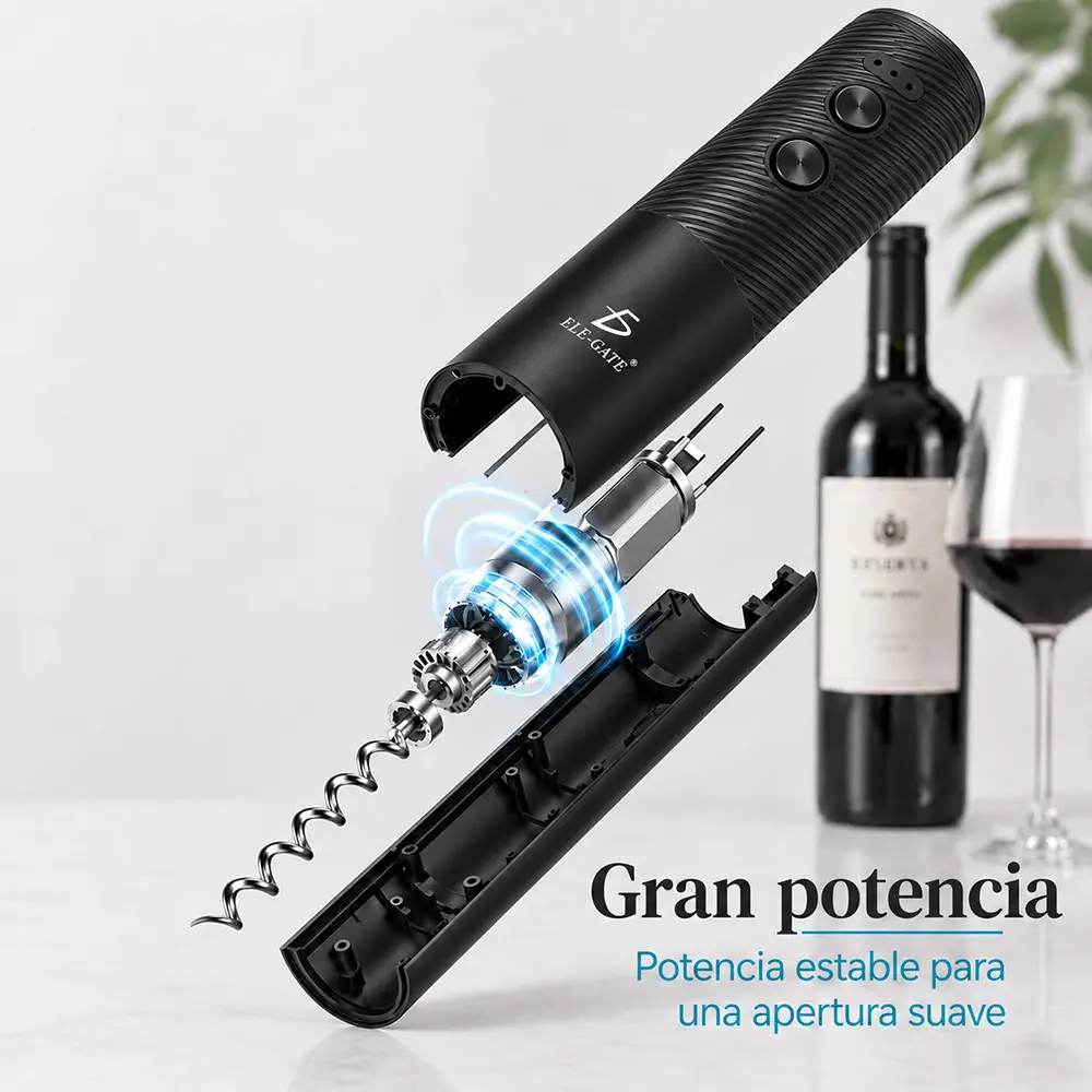 Abrebotellas Sacacorchos Automático Eléctrico Para Vino Tinto Negro - Imagen 3