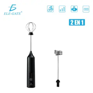 Espumador de leche eléctrico 2 en 1, 3 velocidades, blanco o negro
