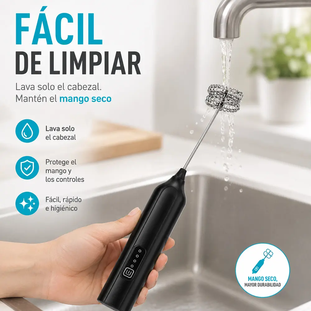 Espumador de leche eléctrico 2 en 1, 3 velocidades, blanco o negro - Imagen 5