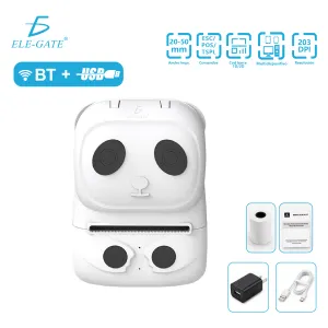 Mini Impresora de Etiquetas 58 mm Bluetooth Portátil Panda Blanca