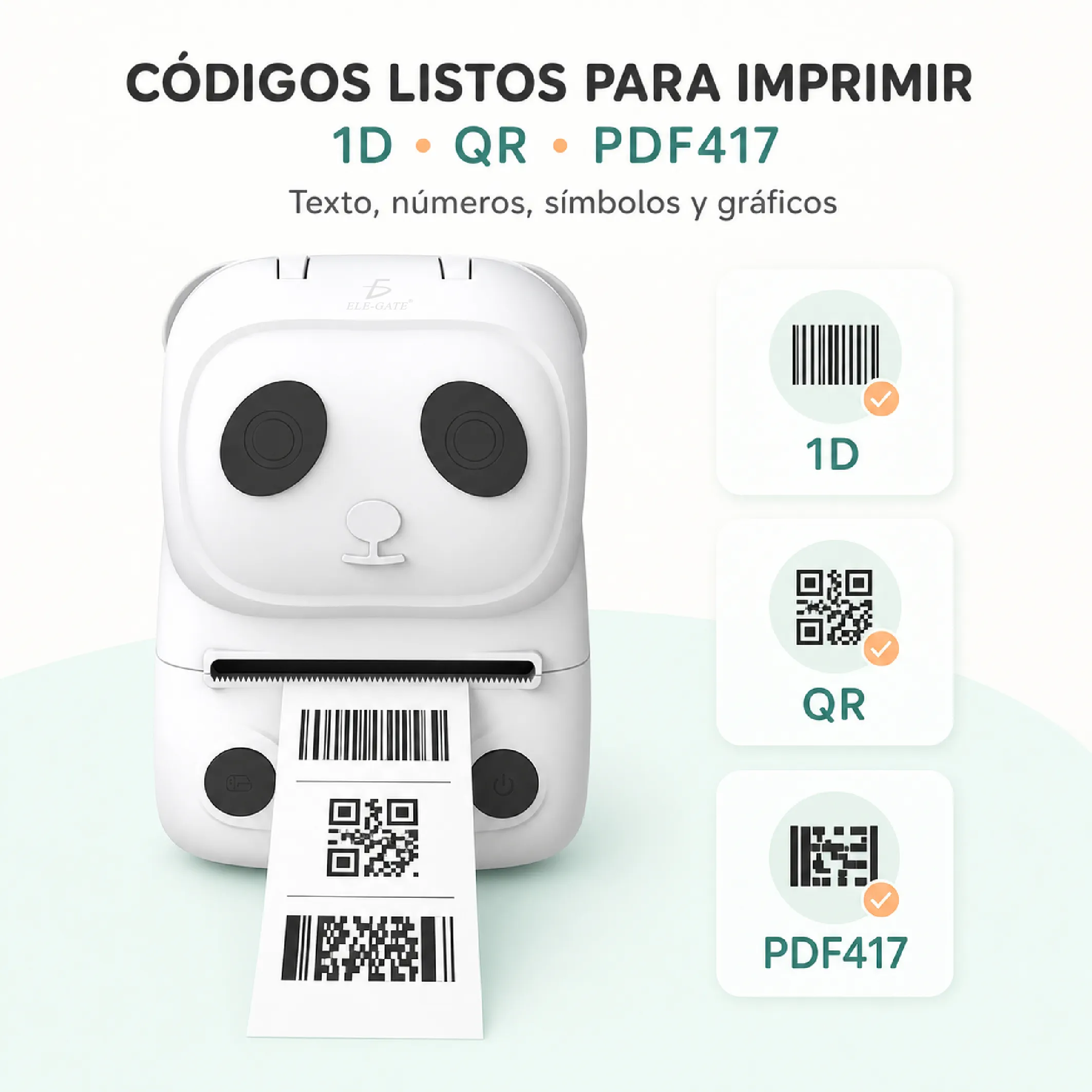Mini Impresora de Etiquetas 58 mm Bluetooth Portátil Panda Blanca - Imagen 2