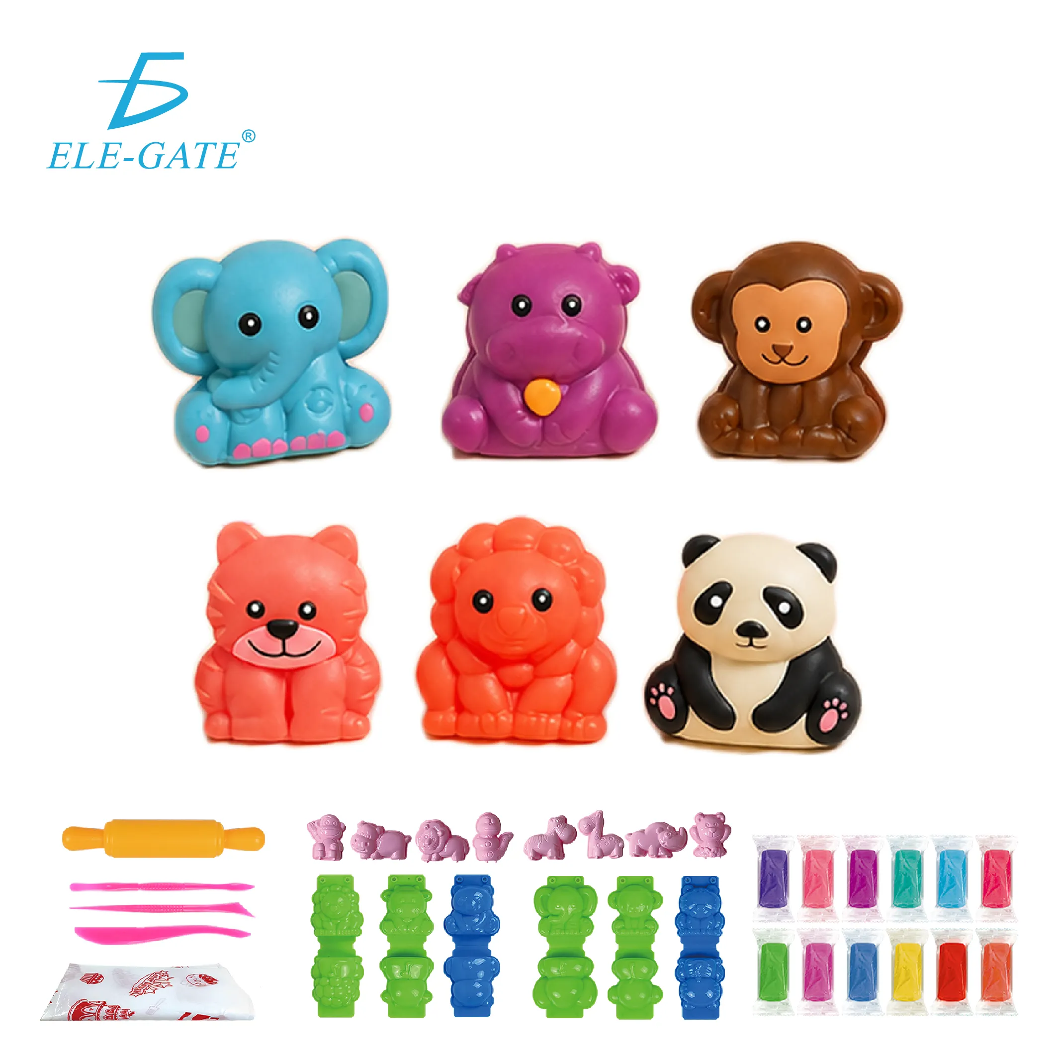Set De Plastilina Infantil Con 6 Moldes 3D De Animales
