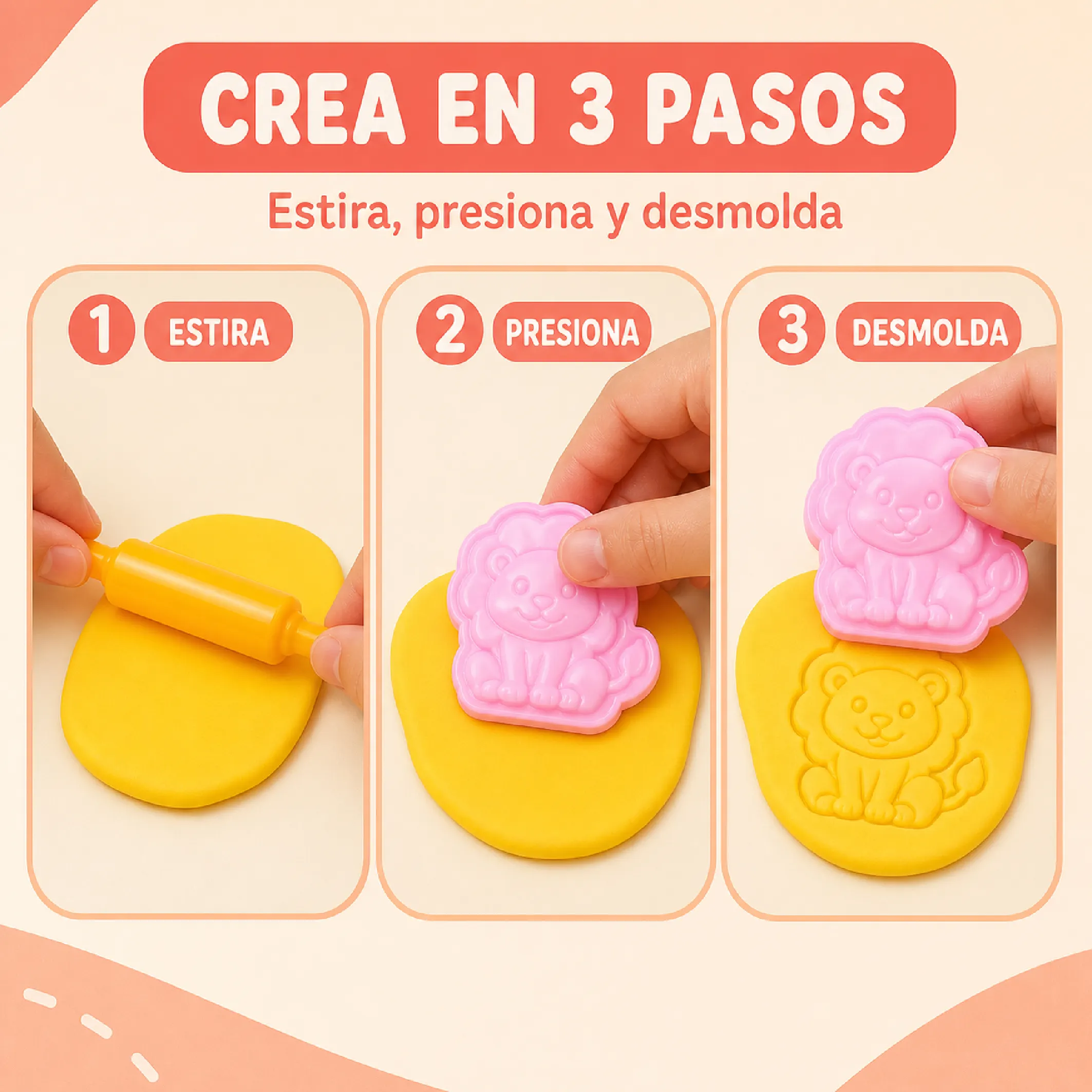 Set De Plastilina Infantil Con 6 Moldes 3D De Animales - Imagen 5