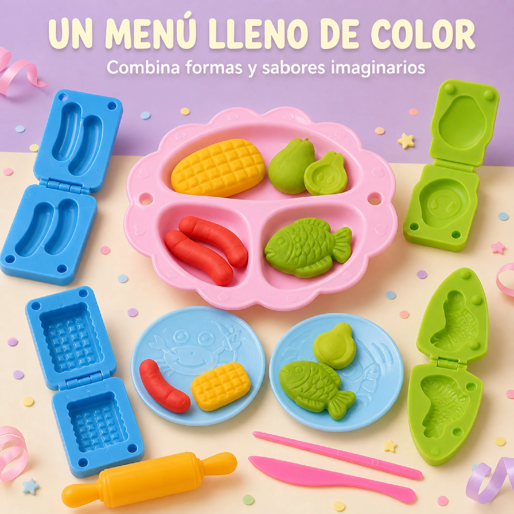 Set De Plastilina Infantil Con Moldes De Comida Y Sushi - Imagen 5