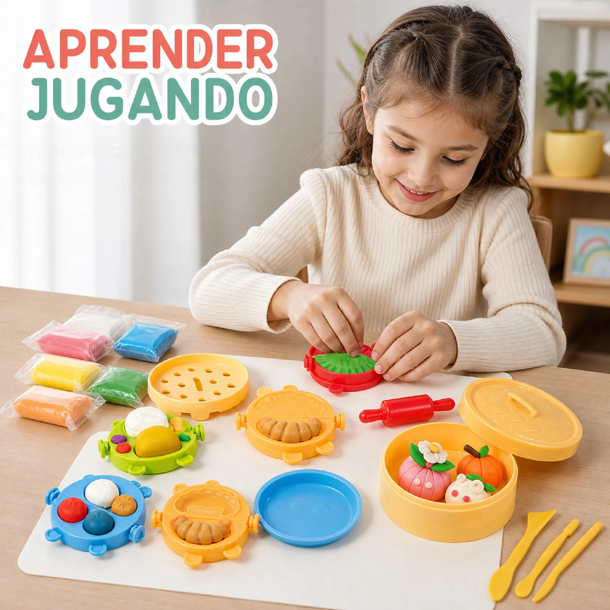 Set de Plastilina Infantil con Moldes y Vaporera de Juguete - Imagen 5