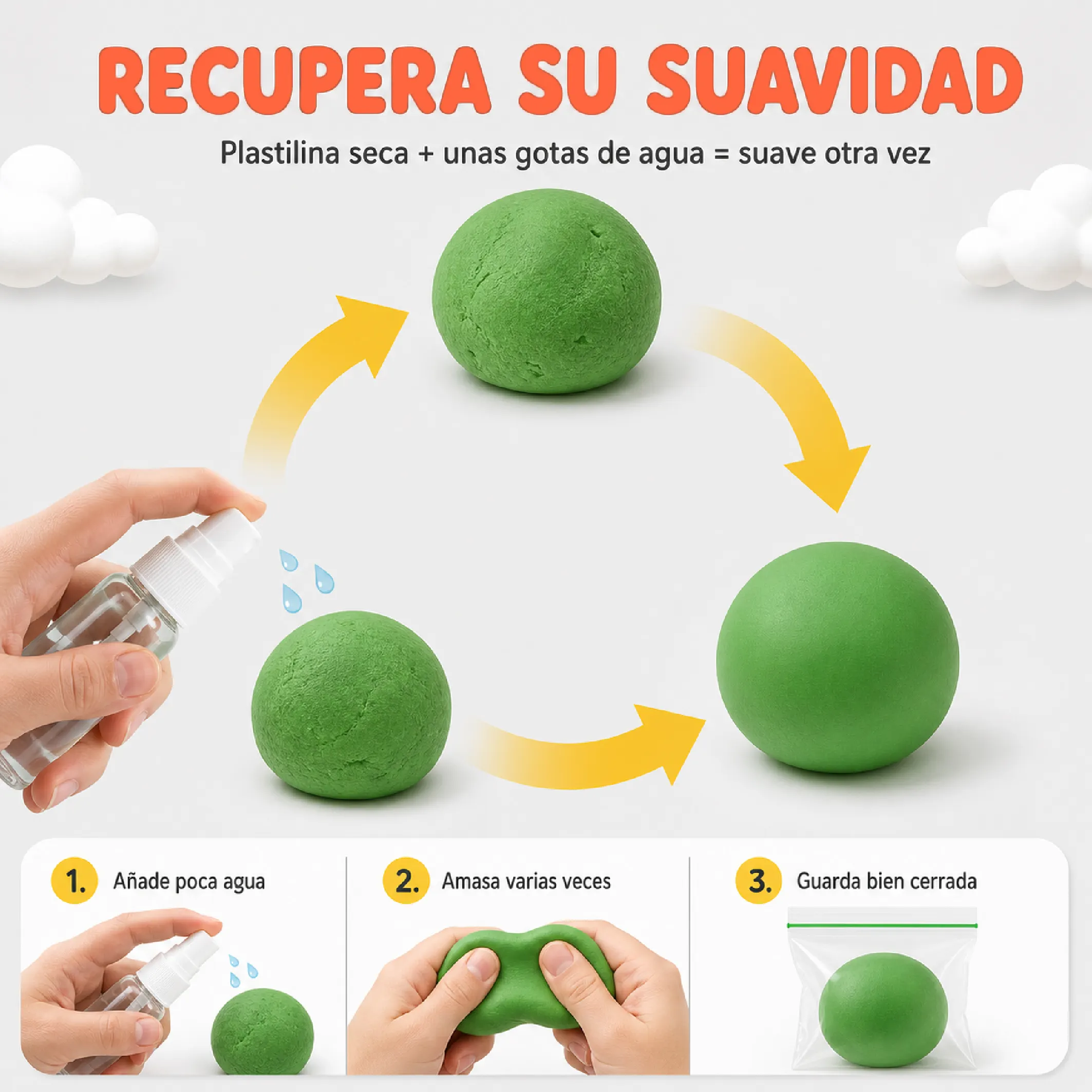 Kit de plastilina infantil con moldes, rodillo y herramientas - Imagen 4