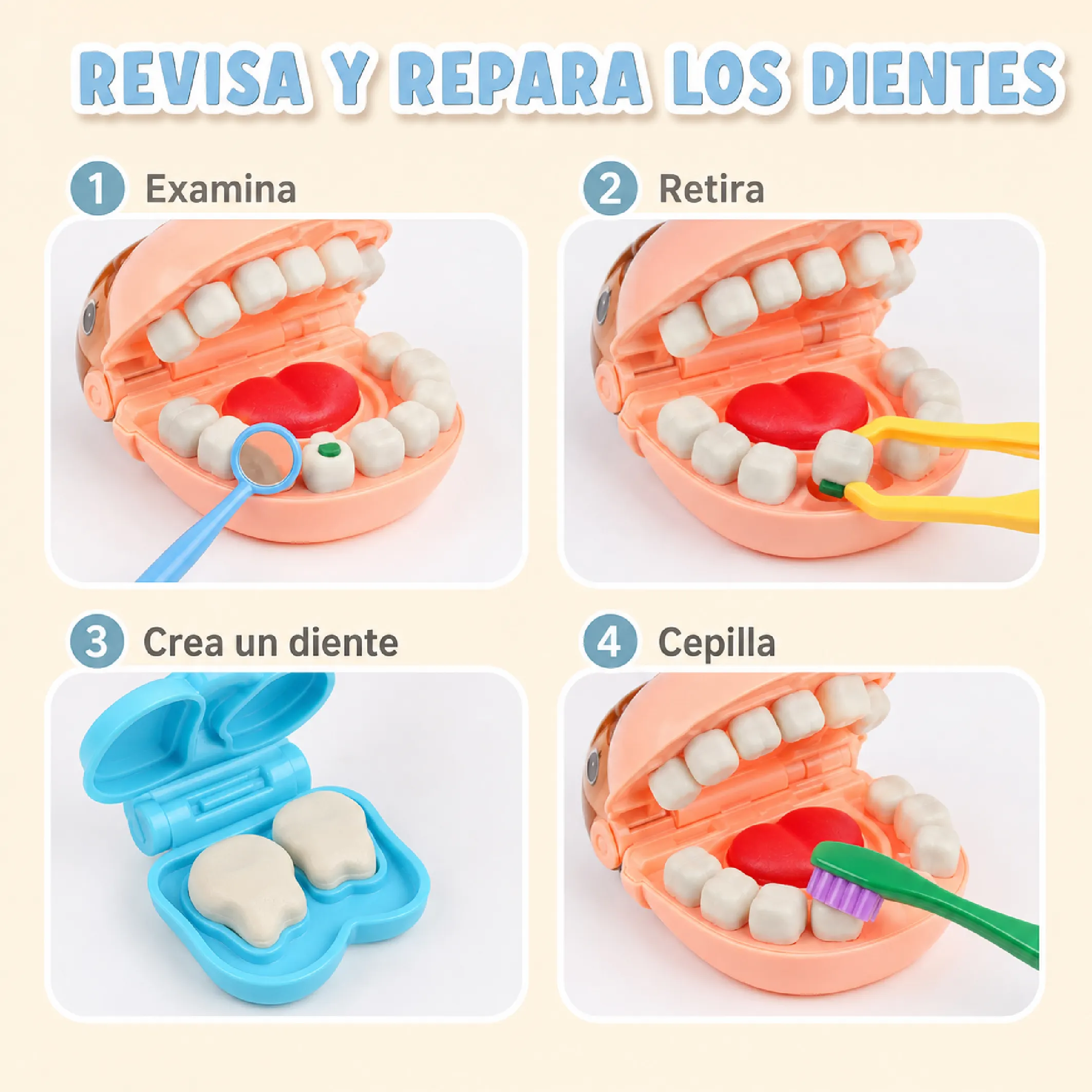 Kit De Dentista Infantil Con Plastilina Y Accesorios - Imagen 5