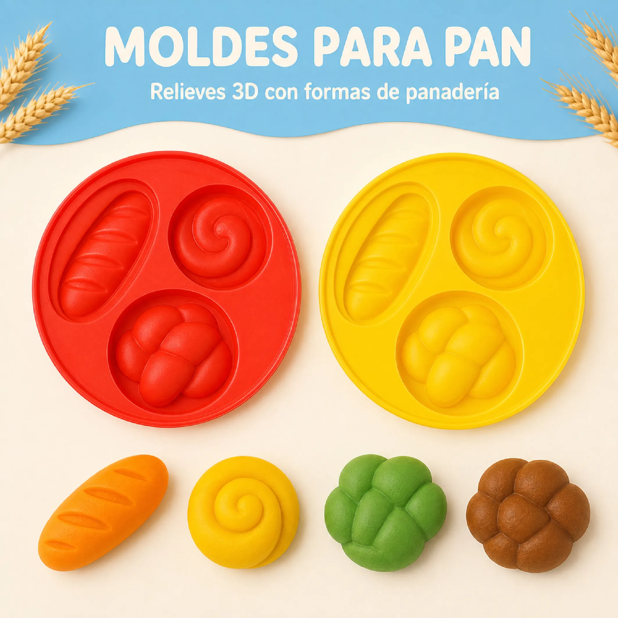 Kit De Plastilina Infantil Con Moldes De Panadería Y Waffles - Imagen 3
