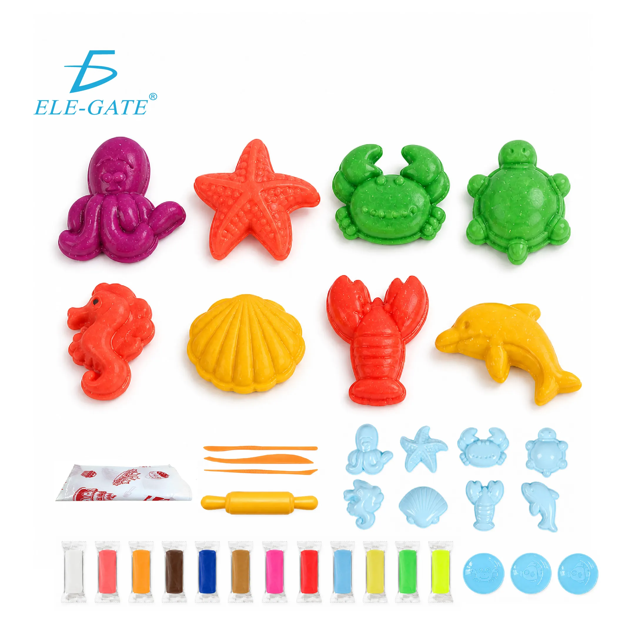 Kit De Plastilina Infantil Con Moldes De Animales Marinos