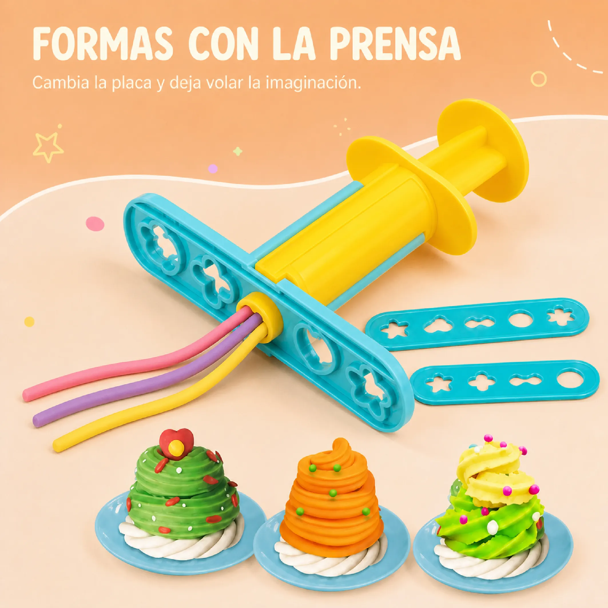 Kit De Plastilina Infantil Con Prensa Y Moldes De Helados - Imagen 3