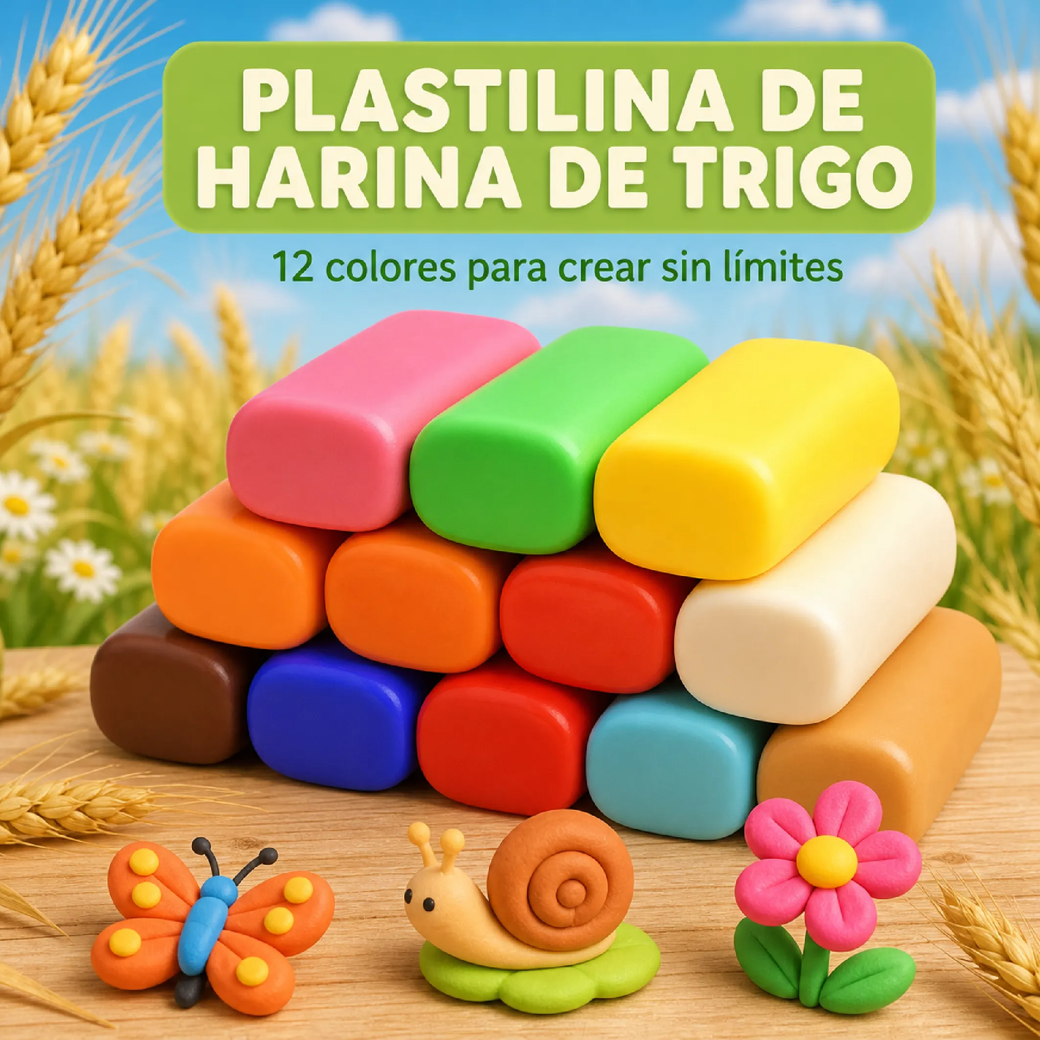 Plastilina de Harina de Trigo 12 Colores para Moldear - Imagen 2