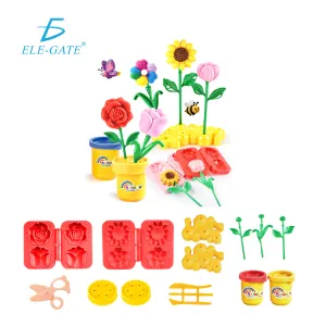 Kit De Jardín De Plastilina Con Moldes De Flores Y Macetas