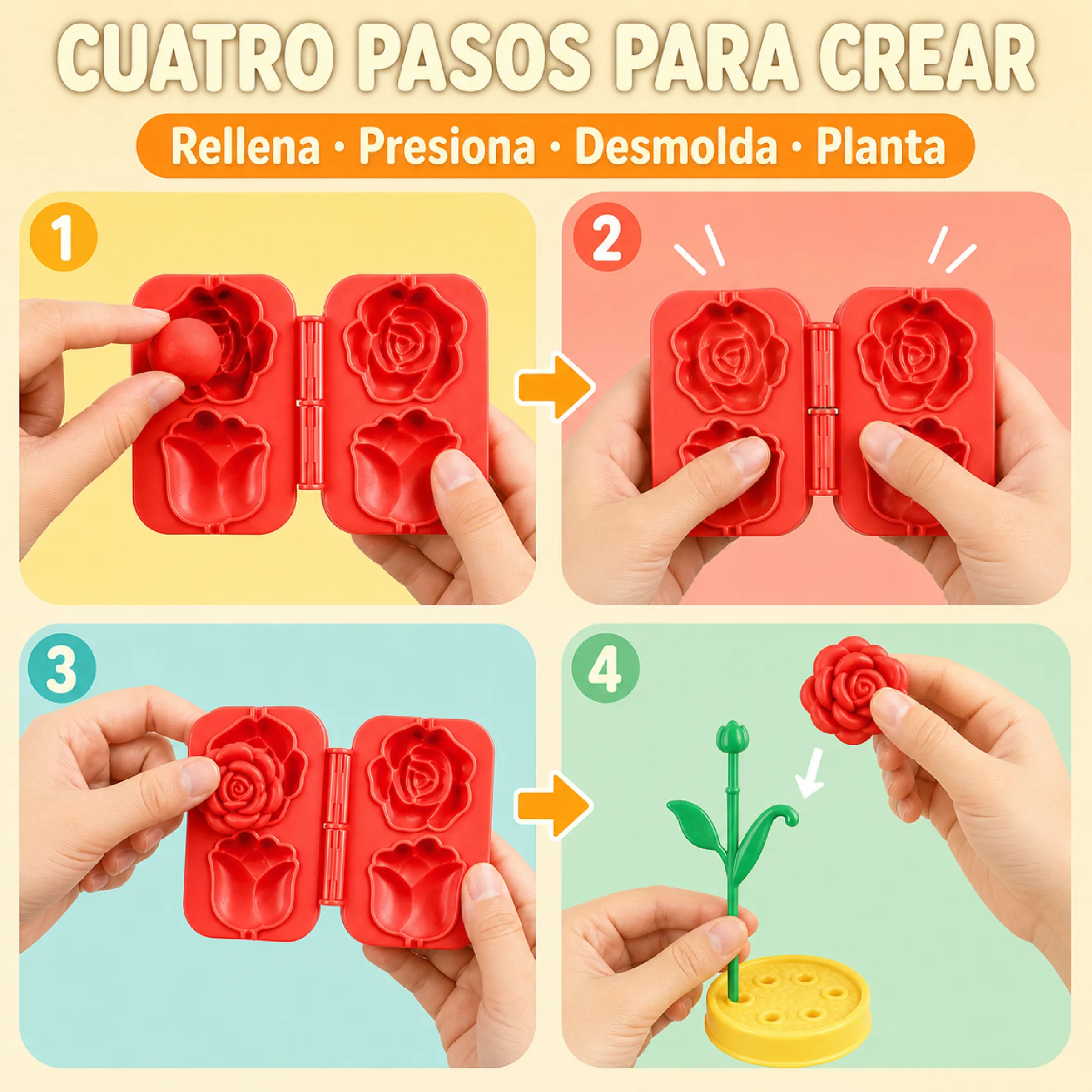 Kit De Jardín De Plastilina Con Moldes De Flores Y Macetas - Imagen 4