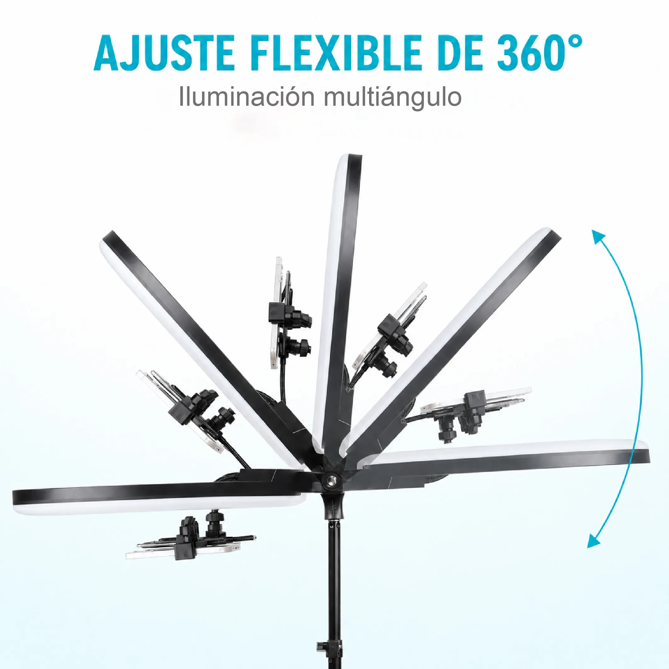 Aro de Luz LED de 18 Pulgadas para 3 Celulares con 3 Tonos - Imagen 3