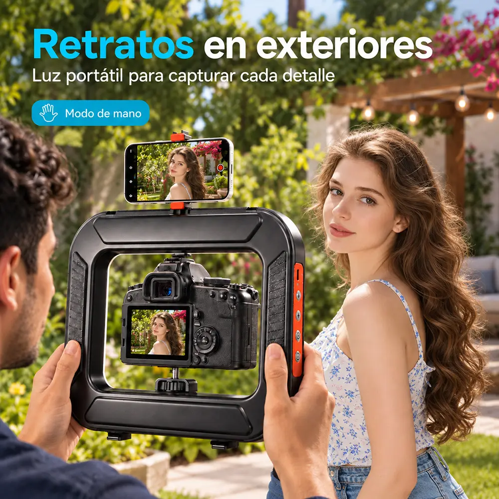 Luz LED Cuadrada de 20 W con Trípode y Batería de 8000 mAh - Imagen 5