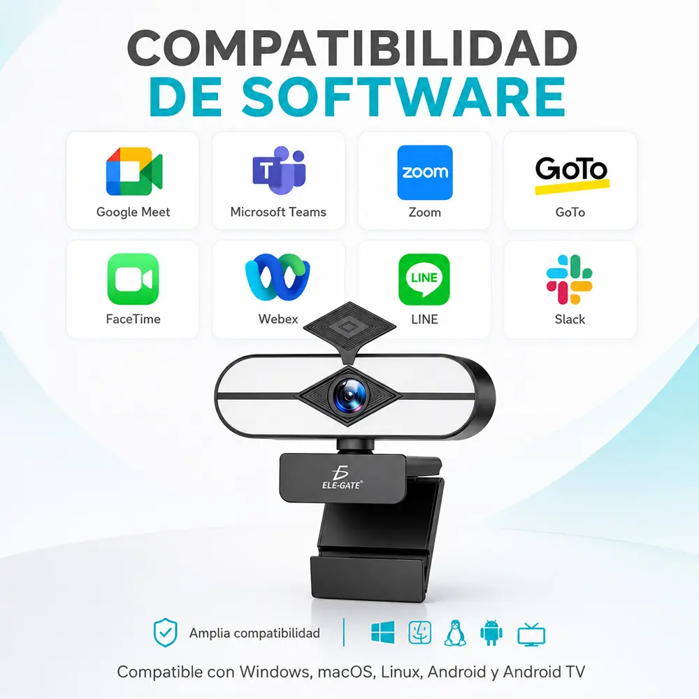 Cámara Web USB 4K Type-C+USB con Luz LED Micrófono Dual Tapa de Privacidad y Plug & Play - Imagen 3